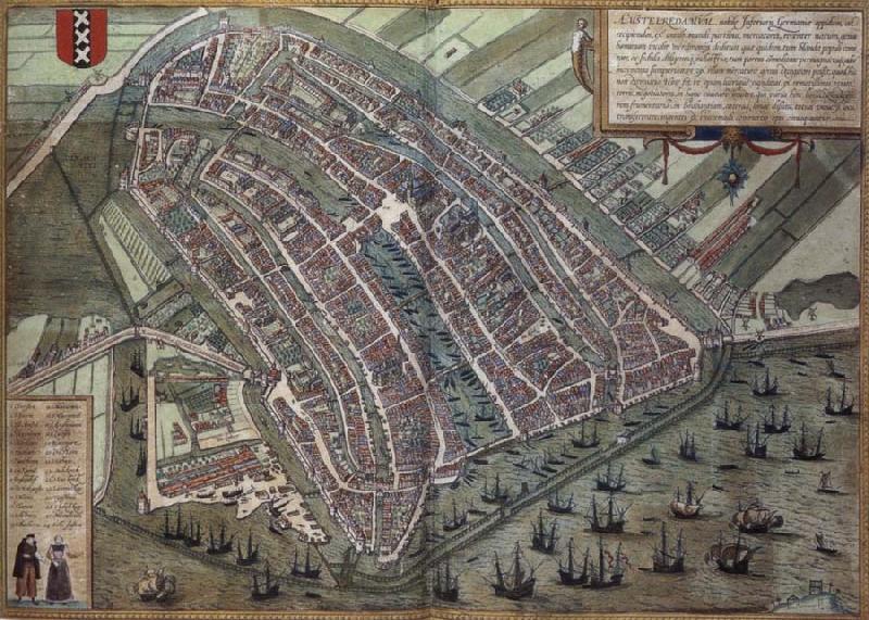 REMBRANDT Harmenszoon van Rijn Map of Amsterdam from Civitates Orbis Terrarum by Georg Brau and Frans Hogenburg oil painting image